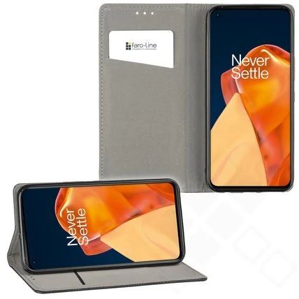 Klapp-Tasche (Book Style) ultra dünn Oneplus 9 classy schwarz - Schutzhülle