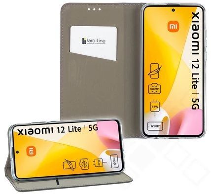 Klapp-Tasche (Book Style) ultra dünn Xiaomi 12 Lite classy schwarz - Schutzhülle