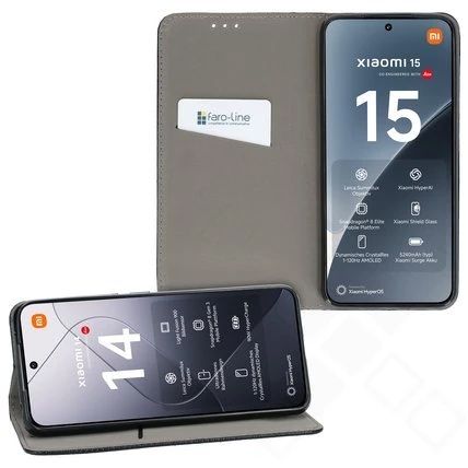 Klapp-Tasche Klassik (Book Style) Xiaomi 15 schwarz - Schutzhülle