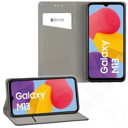 Klapp-Tasche (Book Style) ultra dünn Samsung M135 Galaxy M13 classy schwarz - Schutzhülle