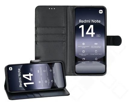 Klapp-Tasche (Book Style) ultra dünn Xiaomi Redmi Note 14 5G classy schwarz - Schutzhülle