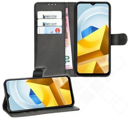 Klapp-Tasche (Book Style) ultra dünn Xiaomi Poco M5 classy schwarz - Schutzhülle