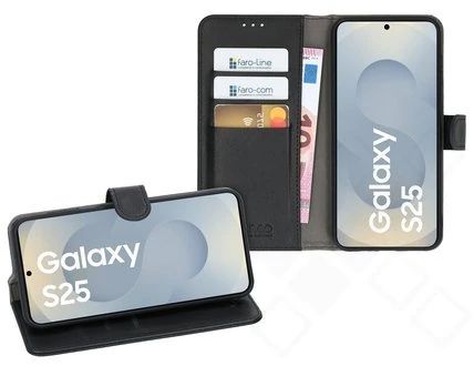 Klapp-Tasche (Book Style) ultra dünn Samsung Galaxy S25 classy schwarz - Schutzhülle