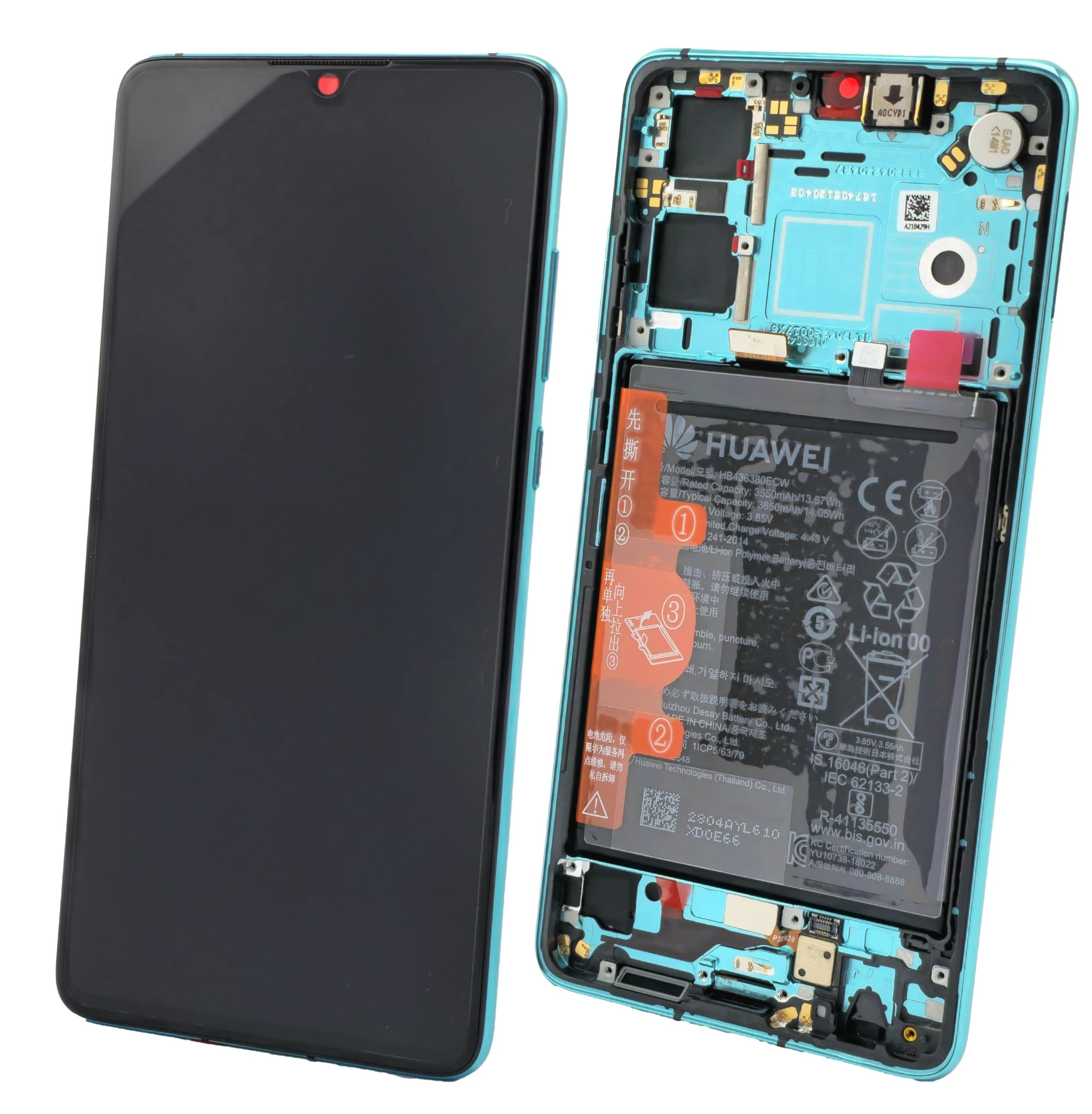 Huawei P30 Display mit Touchscreen + Akku Aurora Blue