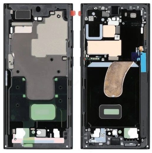 Samsung S918B Galaxy S23 Ultra Display Montage-Rahmen (Gehäuse) graphite / rot