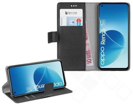 Klapp-Tasche (Book Style) ultra dünn OPPO Reno6 5G classy schwarz - Schutzhülle