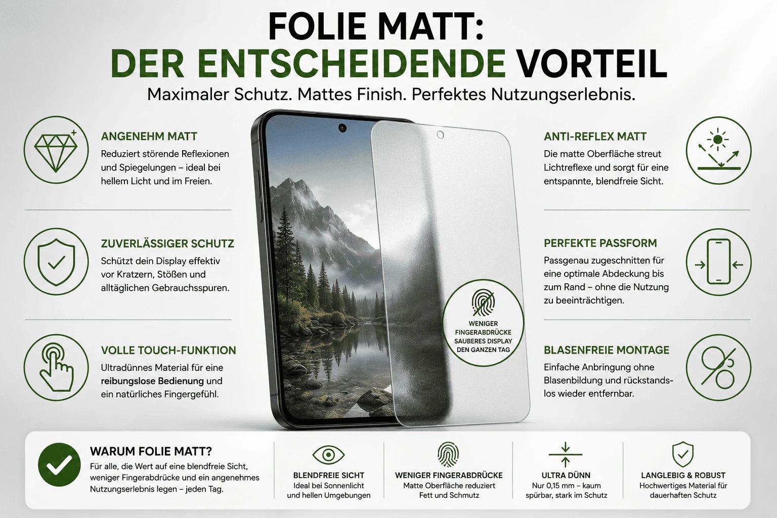 Schutzfolie für OnePlus 8 Pro Display (Hybrid Folie Matt)