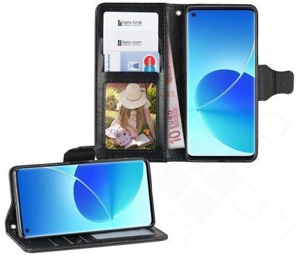 Klapp-Tasche (Book Style) ultra dünn OPPO Reno6 Pro 5G classy schwarz - Schutzhülle