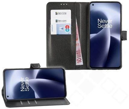 Klapp-Tasche (Book Style) ultra dünn Oneplus Nord 2T 5G classy schwarz - Schutzhülle