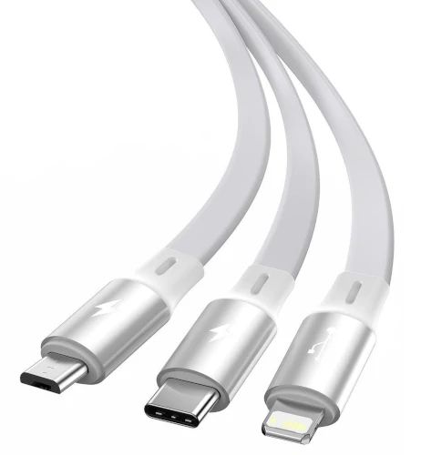 Baseus 3 in 1 USB Kabel MICRO & USB-C, Lightning einziehbar weiß