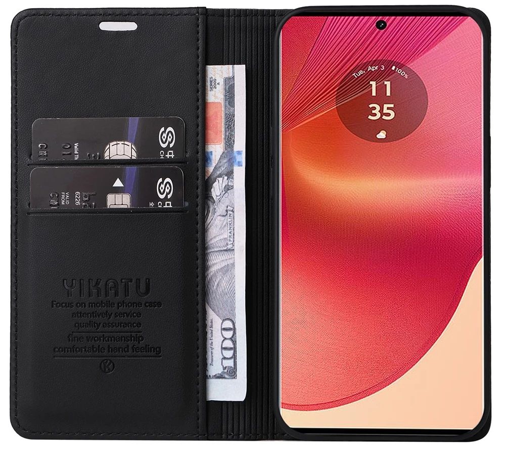 Klapp-Tasche (Book Style) ultra dünn Motorola Edge 50 Fusion classy schwarz - Schutzhülle