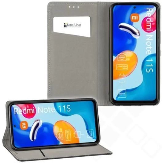 Klapp-Tasche (Book Style) ultra dünn Xiaomi Redmi Note 11 Pro 5G classy schwarz - Schutzhülle