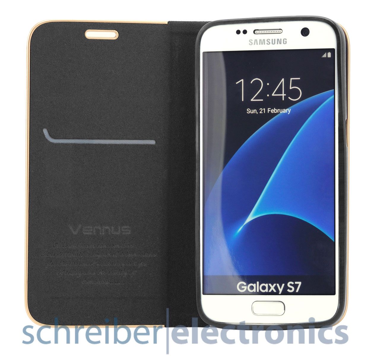 Samsung J320 Galaxy J3 (2016) Vennus Kunst Leder Flip Case (Buch) schwarz