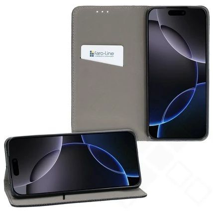 Klapp-Tasche (Book Style) ultra dünn Apple iPhone 16 Pro classy schwarz - Schutzhülle