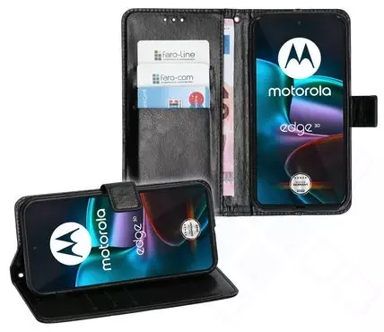 Klapp-Tasche (Book Style) ultra dünn Motorola Edge 30 classy schwarz - Schutzhülle