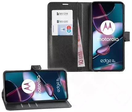 Klapp-Tasche (Book Style) ultra dünn Motorola Edge 30 Pro classy schwarz - Schutzhülle