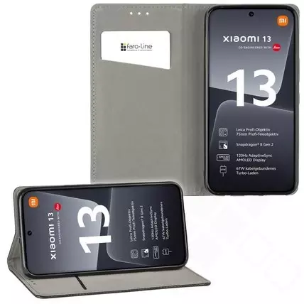 Klapp-Tasche (Book Style) ultra dünn Xiaomi 13 classy schwarz - Schutzhülle