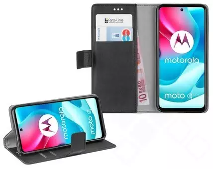 Klapp-Tasche (Book Style) ultra dünn Motorola Moto G60s classy schwarz - Schutzhülle