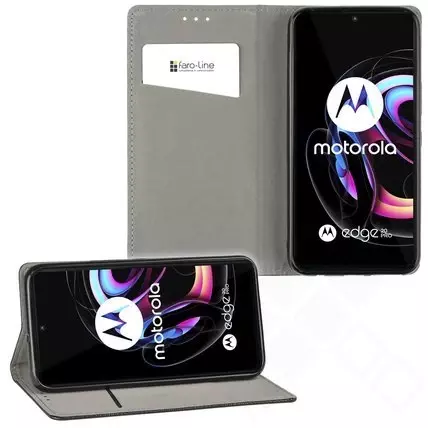 Klapp-Tasche (Book Style) ultra dünn Motorola Edge 20 Pro classy schwarz - Schutzhülle