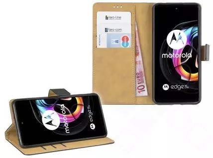 Klapp-Tasche (Book Style) ultra dünn Motorola Edge 20 Lite classy schwarz - Schutzhülle