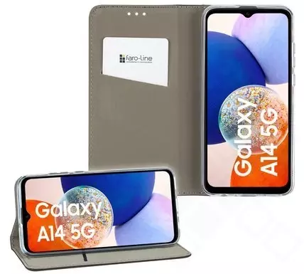 Klapp-Tasche (Book Style) ultra dünn Samsung A146 Galaxy A14 5G classy schwarz - Schutzhülle