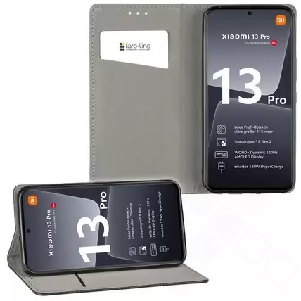 Klapp-Tasche (Book Style) ultra dünn Xiaomi 13 Pro classy schwarz - Schutzhülle