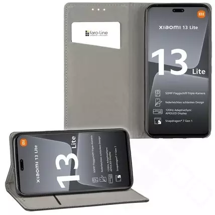 Klapp-Tasche (Book Style) ultra dünn Xiaomi 13 Lite classy schwarz - Schutzhülle