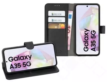 Klapp-Tasche (Book Style) ultra dünn Samsung A356B Galaxy A35 classy schwarz - Schutzhülle