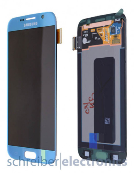 Samsung G920 Galaxy S6 Display mit Touchscreen blau