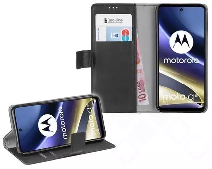 Klapp-Tasche (Book Style) ultra dünn Motorola Moto G51 5G classy schwarz - Schutzhülle
