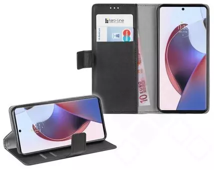 Klapp-Tasche (Book Style) ultra dünn Motorola Edge 30 Ultra classy schwarz - Schutzhülle